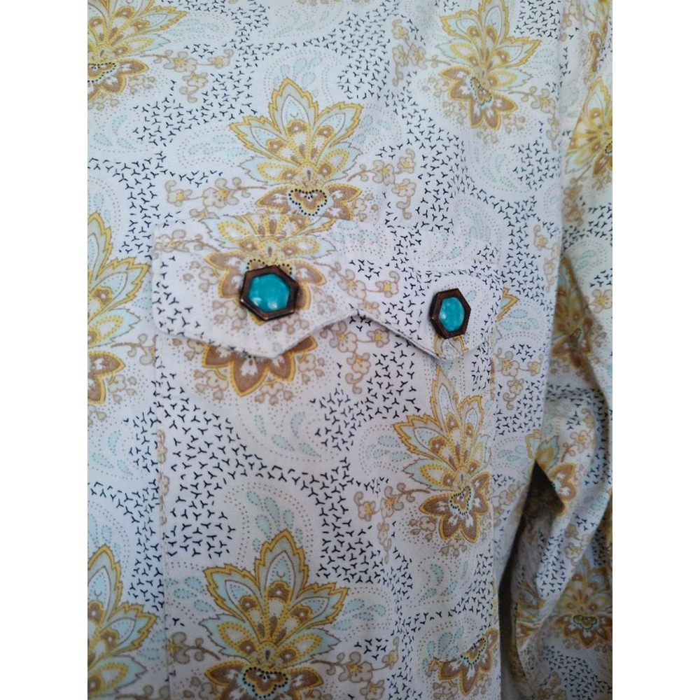 Womens Brooks & Dunn Shirt, western turquoise snap Floral, XL vintage y2k 90s - Picture 4 of 7
